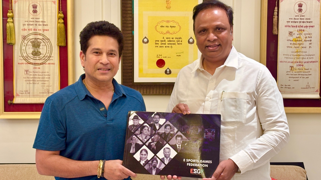 Mind Sports Association representatives meeting Sachin Tendulkar